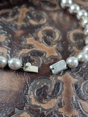 Vintage Signed Alpaca Silver Tone Graduated Ball Bead Necklace 27 1/2 inches
