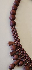 African Animal Bib Necklace Charm Carved Wood Elephant Wolves Brown Tribal Bead