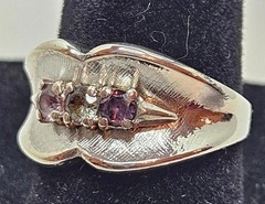 Vintage Three Colored Stones Sterling Silver Ring – Size 6.5