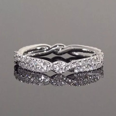 1.00Ct Round Cut Moissanite Anniversery Band Bridal Ring 14K Gold Plated Silver