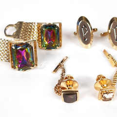 Vintage Cuff Links Mesh Bullet Back Toggle Stones Gems Jewelry Mens Lot