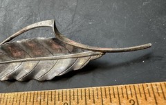 Vintage BEAU Sterling Silver Leaf Pin Brooch 3 1/8″ Long Weighs 8 Grams