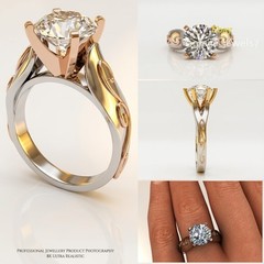 Vintage 1.83CT Round Lab Created Diamond Art Deco Ring 14K Two-Tone Gold Finish