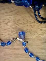 Vintage Deep Cobalt Blue Beaded Choker Necklace.