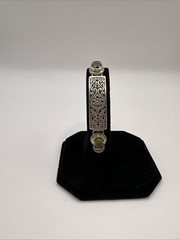 Bali Sterling Silver Peridot Bracelet 7” Handcrafted Balinese Scrollwork Artisan