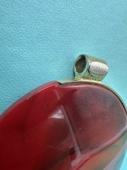 Vintage 1960s-1970s LANVIN PARIS 2-tone Black-Red Lucite MODERNIST PENDANT Only