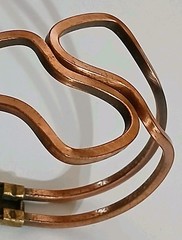 VTG MCM Brutalist Copper Bangle Bracelet Modernist Wavy Organic Hinged 7.5″ 25g