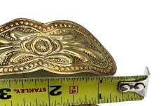 Antique Victorian Brass Repousse Hair Barrette Clip Floral Embossed 2.5in 1900s