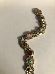 Vintage GOLD TONE SLIDE BRACELET MULTIPLE STONES 7 1/2”