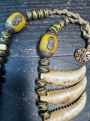 Vintage Nepal Shell Tusk Necklace • Himalayan Tribal Statement Necklace • Handc