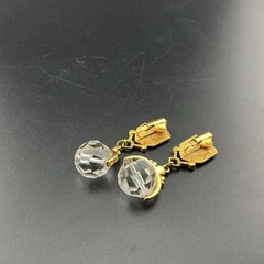 Vtg Liz Claiborne Earrings GoldT Faceted Crystal Dangle Bead Rhinestones 2” Chic
