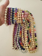 Satin Silk Wrapped Beads Necklaces 11 Pcs Multicolored Gold Tone Spacer Beads