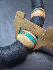 Vintage Nepal Yak Bone Bead Necklace with Turquoise Coral Inlay, Handmade Triba