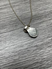 Metal Pendant red gemstone in middle of Heart 1″ x 1/2″ no chain vintage