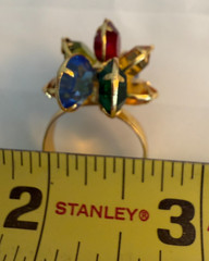 Vintage Cluster Ring Multi-Color Gold Tone