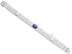 Art Deco 2.90Ct Basaltic Sapphire and 5.40Ct Diamond Platinum Bracelet