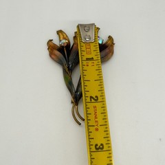 Vintage Austria Brooch Gold Tone Flower AB Rhinestones 2.5 Inches
