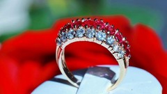 14k yellow gold 1.50ct natural diamond size 6.75 ring ruby band heated 4.95gr