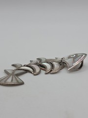 Vintage Sterling Silver 925 MoP Fish Bone Dangle Pendant
