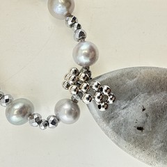 Lucas Lameth Necklace Pearl Quartz Hematite Sterling Silver Gray Neutral JTV 925