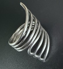 925 Silver Modernist Openwork Bypass Ring 8.8 Grams Size 8.5 Sculptural Vintage