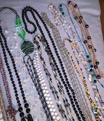 Great Lot 39 Vintage to More Modern Glass Bead Necklaces Many Colors