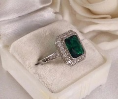 4.2Ct Art Deco Style Green Lab Created Diamond Engagement 14K White Gold FN Ring