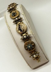 Vintage “Art” Jewelry Co. Panel Book Chain Bracelet Stars Moon Flower