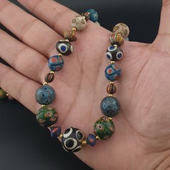Ancient Venetian Style Mix Gabri Glass Beads Necklace 26in 10.7–13.7mm