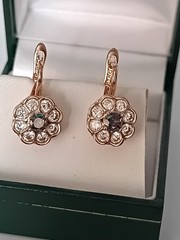 Vintage 1990-s 14 Ct Rolled Gold Mystic Topaz Zircons Earrings-Hallmarked 585 RG