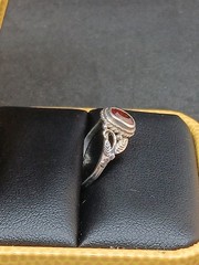 Vintage 925 Sterling Silver Natural Orange Garnet Leaf Vine Ring Size 6.5