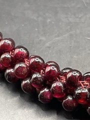 Vtg Almandine Garnet Bead Necklace Woven Rope Boho w Fabric Cord