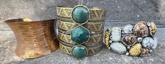 3 Vintage Artisan Ethnic Tribal Boho Wide Cuff Bracelets
