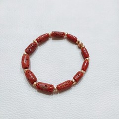 Natural Coral Gemstone Bracelet Italian Sea Coral Handmade Stretchable Bracelet