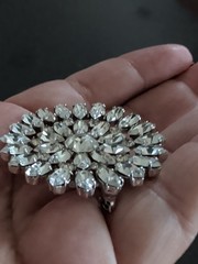 Vintage B. David Clear Rhinestone Brooch Round Excellent T15