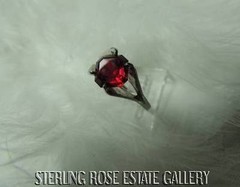 FOUR PRONG Sterling Silver 0.925 Estate RED GLASS SOLITAIRE BAND RING size 5.25
