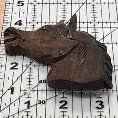 1940s World War 11 Hand Carved Horse Brooch Red Mill Equestrian Western Folk Art