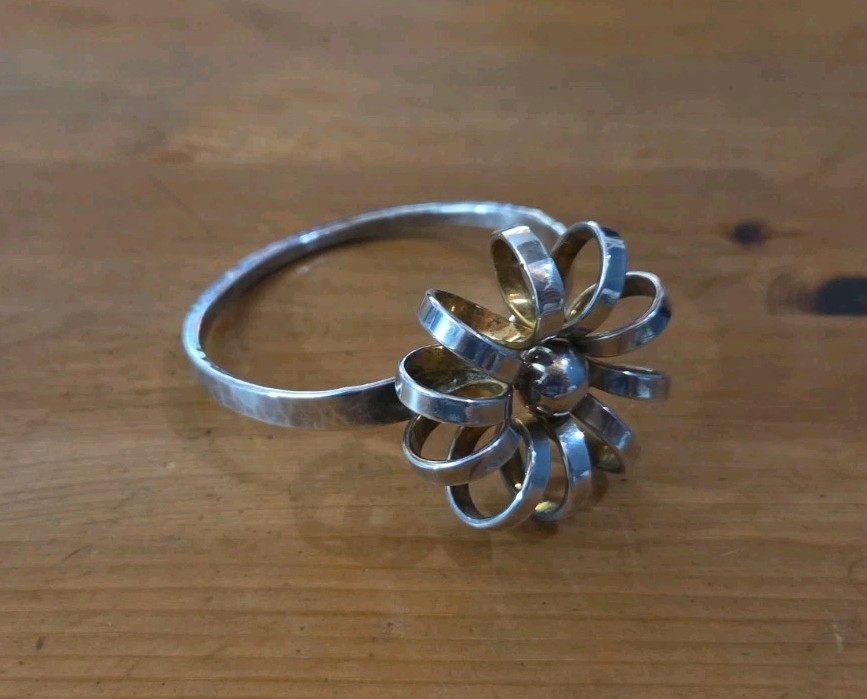 Vtg Anna Greta Eker Buzz Sterling Silver Floral Bracelet Norway 925