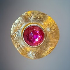 Vintage Cabochon Clip Earrings Fuchsia Pink Chunky Mogul Runway Gold Tone