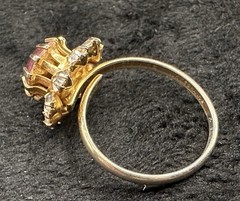 Vintage Pink Rhinestone Cluster Ring Adjustable 10kt GF Shanks 2.4g
