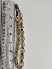 Vintage Beaded Choker Necklace Clear Tan Beads Rhinestones Glamorous Jewelry