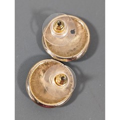 Vintage Black Enamel Stud Earrings Gold Tone Round Minimalist Retro