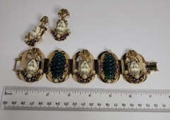 Selro Selini Asian Princess Bracelet + Earrings Set wide panel vintage rare