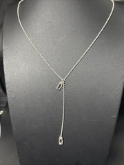 Vintage Sterling Silver Y Necklace Charm Holder Chain Casual Signed 8gram 26”