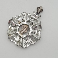 Vtg Central Brand 1936 Mercury Dime Cutout Silver Tone Pendant, Faux Turquoise