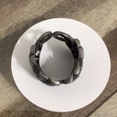 Silver-Toned Elephant Hinged Cuff Bracelet Chunky