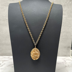 Vintage Napier Flower Locket Pendant w/ Original Photo on Gold Toned Chain 28″