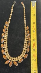 Vintage Two tone Brown Rhinestone Necklace Jewelry