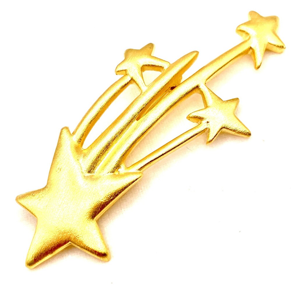 Vtg Casual Corner Gold Tone Brooch Pin LG Shooting Stars Comet Rare 1980s R