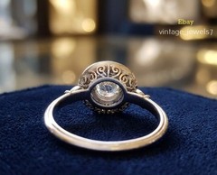 Bezel 2.4CT Round Lab Created Diamond Vintage Halo Wedding Ring 14K Gold Finish